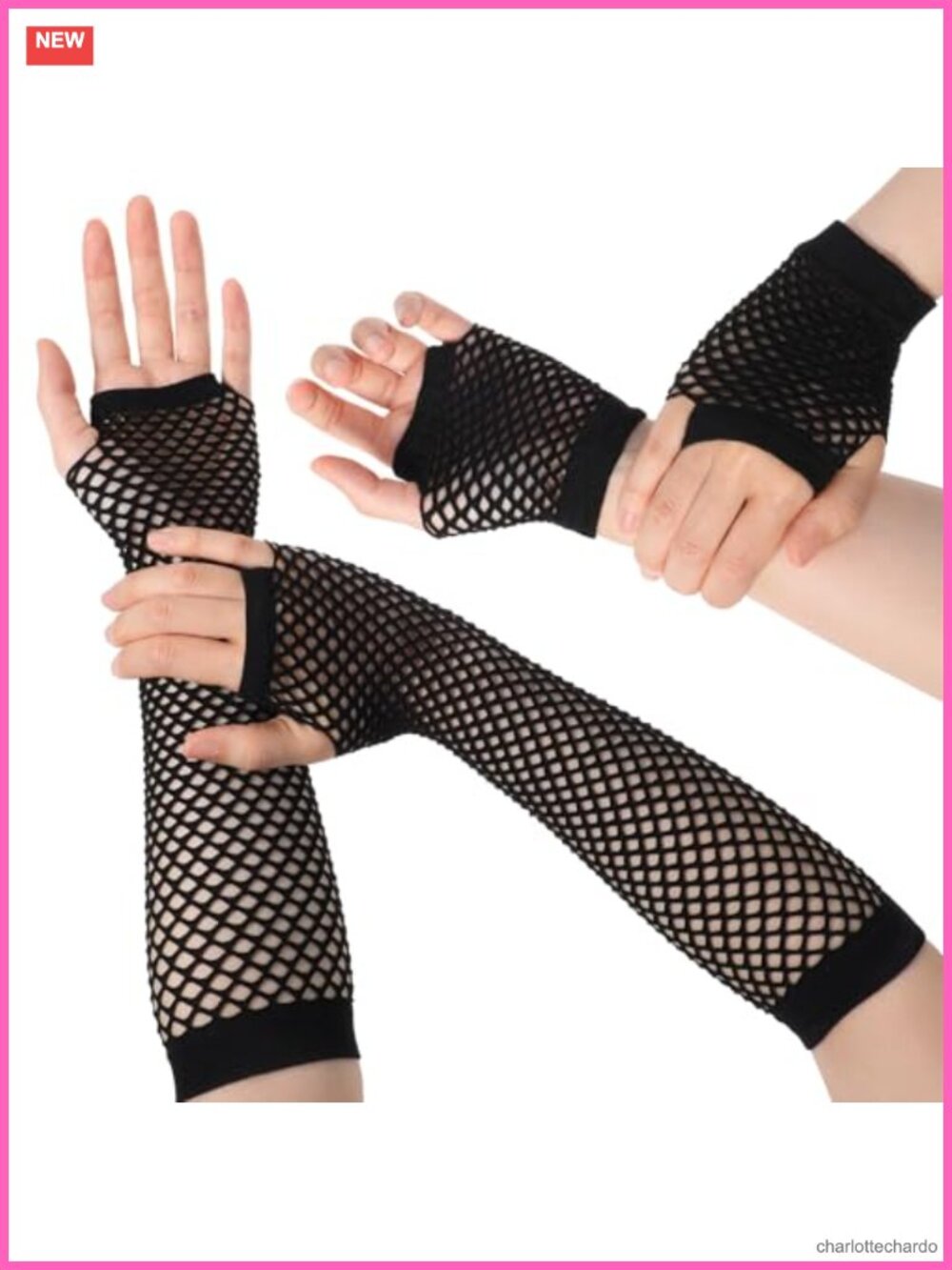 Fingerless Fishnet Gloves 2 Pairs Nylon Gothic Punk Mesh Arm Sleeves